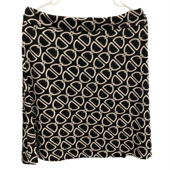 WHITE HOUSE BLACK MARKET Chain Black White A Line Career Business Skirt Medium - Picture 8 of 14